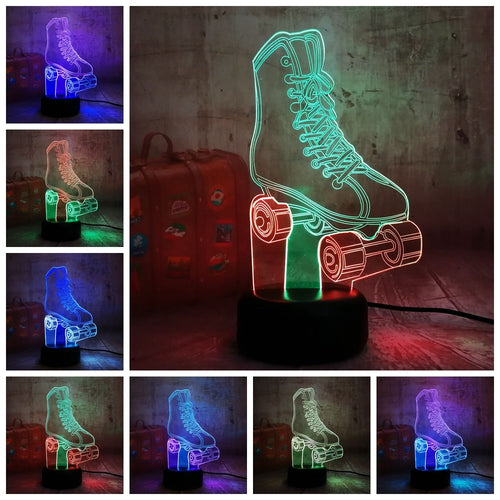 Sports Roller Skates 7 Mixed Dual Color Cartoon 3D LED Night Lihgt Remote Control Kid Gift for Home Decor Novelty Desk Lamp