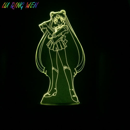 SM Sailor Moon Character LED Night Light Touch Sensor Decoration Bedroom Light Girl Kids Usagi Tsukino 3d Night Lamp Bedside