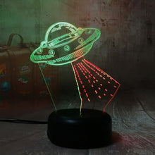 Load image into Gallery viewer, Amroe Gift Cartoon UFO Alien Spacecraft Acrylic 3D RGB Night Lights USB LED Sleep Table Lamp Remote Home Decor Christmas Gift