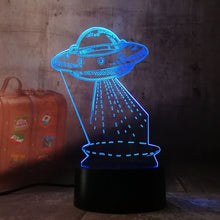 Load image into Gallery viewer, Amroe Gift Cartoon UFO Alien Spacecraft Acrylic 3D RGB Night Lights USB LED Sleep Table Lamp Remote Home Decor Christmas Gift