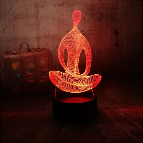 Hot 3D Night Light Desk Table lamp Yoga Meditation India Tradition Peace 7 color Portable Lantern Creative Kids Gift Home Decro