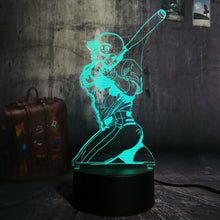 Load image into Gallery viewer, Novelty New Sport Playing Baseball 3D LED illusion USB Remote Night Light 7 Color Change Lamp Home Decoration Child Boy Man Gift