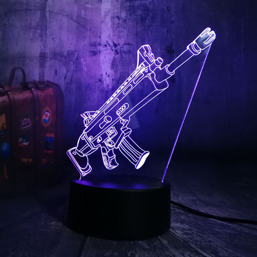 NEW Cool Battle Royale Game PUBG TPS SCAR-L Rifle LED Night Light Desk Lamp RGB 7 Color Boys Kids Toy Home Decor Christmas Gift