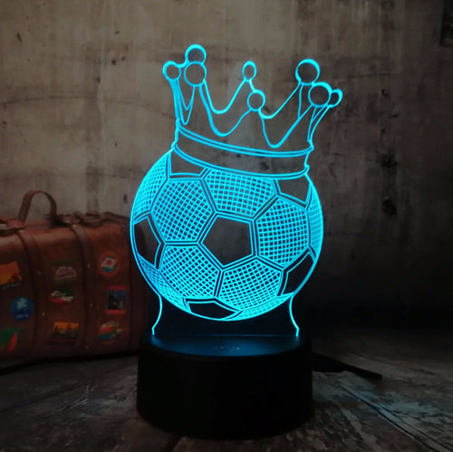 Creative 3D illusion Lamp LED Night Lights Football Imperial Crown Design Novelty Acrylic Atmosphere Lamp Cute Gift for Kids