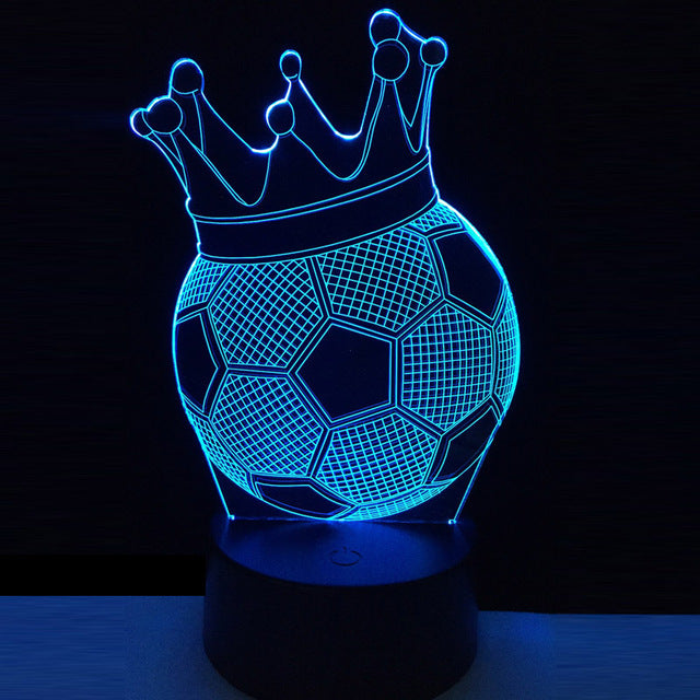 Creative 3D illusion Lamp LED Night Lights Football Imperial Crown Design Novelty Acrylic Atmosphere Lamp Cute Gift for Kids