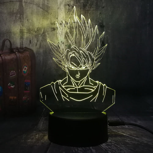 Cartoon 3D LED Lamp Dragon Ball Super Saiyan God Son Goku Action Figures Table Lamp 7 Color Night Light Boys Christmas Gift Lava