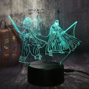 NEW 3D LED Night Light Master Yoda Darth Vader Star Wars 7 Color Chang Sleep Table Lamp Novelty Home Decor Christmas Kid Gift
