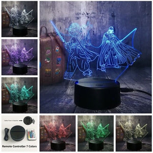 NEW 3D LED Night Light Master Yoda Darth Vader Star Wars 7 Color Chang Sleep Table Lamp Novelty Home Decor Christmas Kid Gift