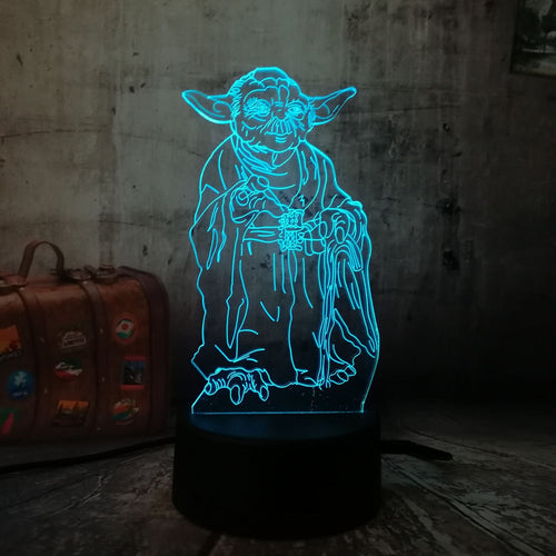 Novelty New Star Wars Master Yoda 3D LED Night Light Desk Table Lamp RGB 7 Color Change Boys Toy Christmas Gift Room Decor Lava