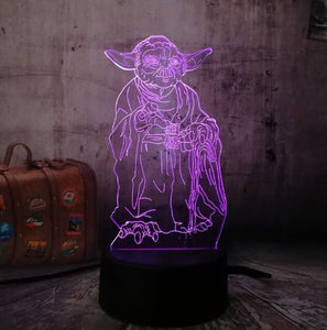 Novelty New Star Wars Master Yoda 3D LED Night Light Desk Table Lamp RGB 7 Color Change Boys Toy Christmas Gift Room Decor Lava