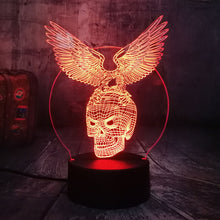 Load image into Gallery viewer, Cool Novelty Skull Eagle Wings 3D LED Night Light RGB 7 Colors Remote Control USB Multicolor Desk Lamp Home Decor Christmas Gift