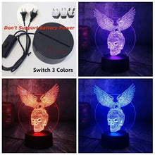 Load image into Gallery viewer, Cool Novelty Skull Eagle Wings 3D LED Night Light RGB 7 Colors Remote Control USB Multicolor Desk Lamp Home Decor Christmas Gift