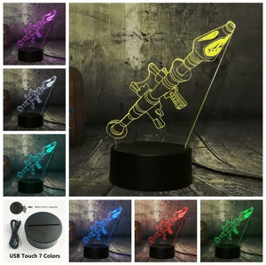 NEW Battle Royale Game Rocket Launcher Arms TPS PUBG Table Lamp 3D LED 7 Color Night Light Decor Light Boys Child Christmas Gift