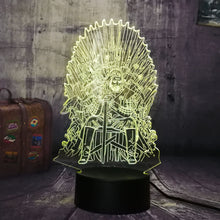 Load image into Gallery viewer, Game of Thrones Eddard Stark Throne A Song of Ice and Fire Acrylic 3D RGB LED Night Light Desk Lamp Home Decor Christmas Gift