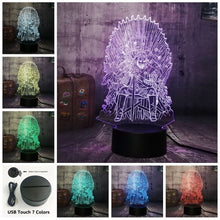 Load image into Gallery viewer, Game of Thrones Eddard Stark Throne A Song of Ice and Fire Acrylic 3D RGB LED Night Light Desk Lamp Home Decor Christmas Gift