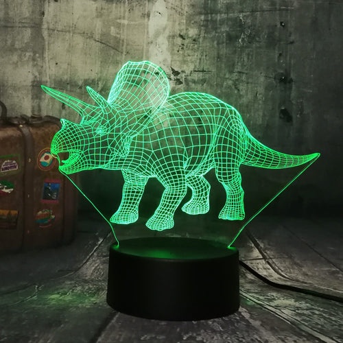 New Dinosaur Jurassic World Triceratops 3D LED Night Light Desk Sleep Lamp Creative Kids Toy Bedroom Home Decor Christmas Gift
