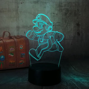 Cartoon Cute Running Super Mario Action 3D LED RGB Touch Night Light Figure 7 Colors Changing Decor Home Party Christmas Gift