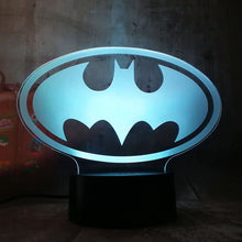 Load image into Gallery viewer, New 2019 Justice League 3D LED DC Batman Symbol Light Night Desk Table Lamp 7 Color Change USB RGB Controler Toy Kids Gift