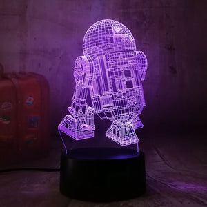 Amroe 2019 Hot Sale Star Wars Warship R2D2 3D LED Night Light Home Decoration Kids Gift Touch 7 Colour Sleep Light Lustre Lamp