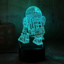 Load image into Gallery viewer, Amroe 2019 Hot Sale Star Wars Warship R2D2 3D LED Night Light Home Decoration Kids Gift Touch 7 Colour Sleep Light Lustre Lamp