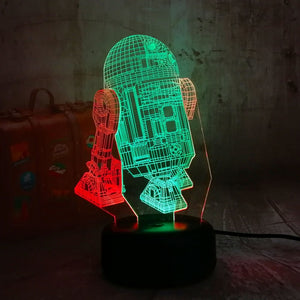 Amroe 2019 Hot Sale Star Wars Warship R2D2 3D LED Night Light Home Decoration Kids Gift Touch 7 Colour Sleep Light Lustre Lamp