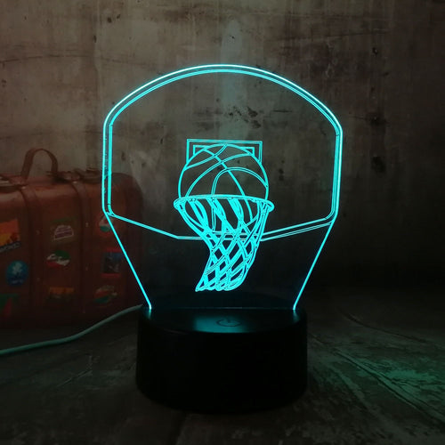 NEW 3D Basketball Hoop Sport Home Decoration LED illusion USB Touch 7 Color Change Lamp Bedroom Night Light Child Boys Man Gift