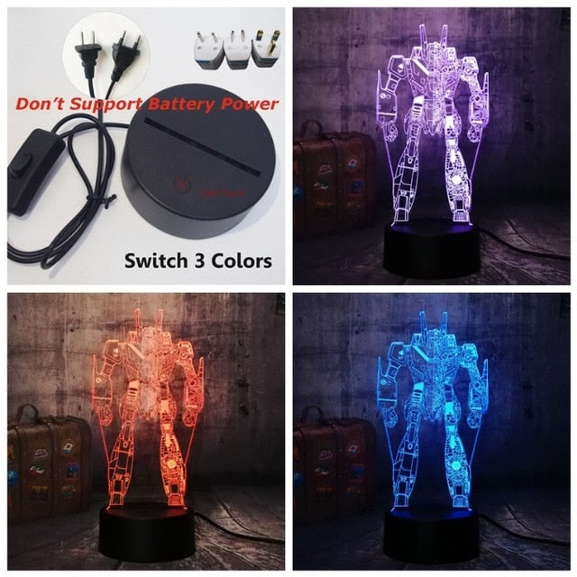 Cool New Movie Pacific Rim Action Figures Striker Eureka Boy Gift Desk Table RGB 3D LED Night Light Colorful Lamp Christmas Gift