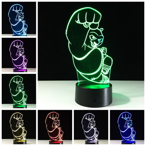 3D LED Lampara Cute China Character Kungfu Panda 7 Color Change Sleep Desk Light USB Table Lamp Child Kid Bedroom Decor Gift