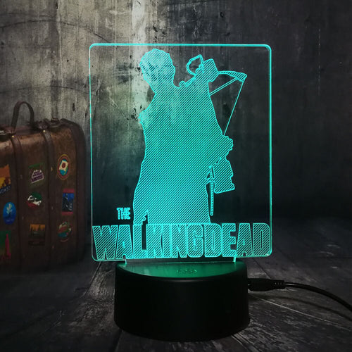 NEW The Walking Dead Daryl Dixon Cool 3D LED Night Light Desk Lamp RGB 7 Color Home Decor U.S.TV Drama Fans Christmas Gift Lava