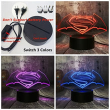 Load image into Gallery viewer, New 2019 Justice League 3D LED DC Batman Symbol Light Night Desk Table Lamp 7 Color Change USB RGB Controler Toy Kids Gift