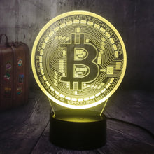 Load image into Gallery viewer, 2019 Novelty Bitcoin Night Light 3D LED USB RGB Table Desk Lamp Home Decor Christmas Gift Display Bulb Boy Toys Birthday Present