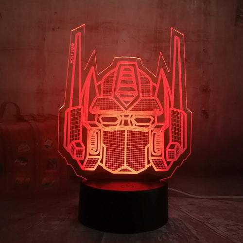 Amroe 2019 3D Cool Optimus Prime Character Boy Gift Transformers Illusion Desk Table RGB Led Night Light Colorful Lamparas Lamp