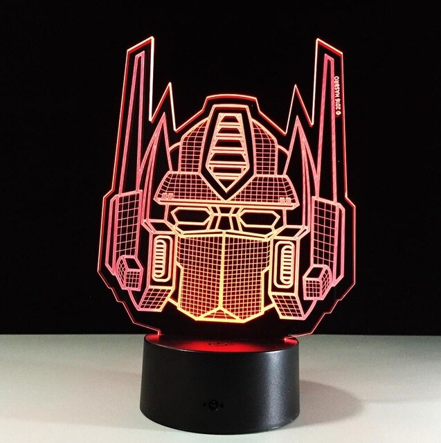 Amroe 2019 3D Cool Optimus Prime Character Boy Gift Transformers Illusion Desk Table RGB Led Night Light Colorful Lamparas Lamp