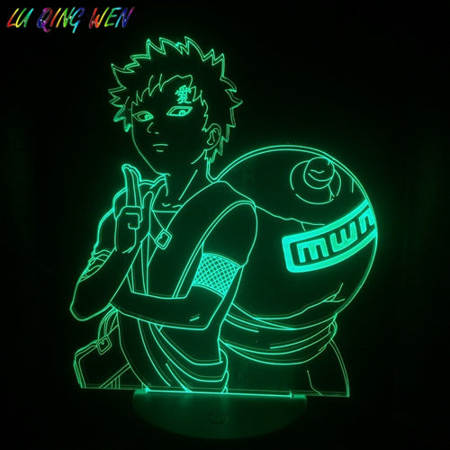 3D Lamp NARUTO Gaara Figure Kids Night Light LED Anime Japanese Manga Battery Lamp Room Decor Baby Sleep Nightlight Gift Child