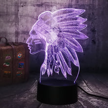 Load image into Gallery viewer, Human Native American Engonus People 3D LED Night Light USB Desk Lamp Home Decor Xmas Festival Gifts Birthday Present Kid Toys