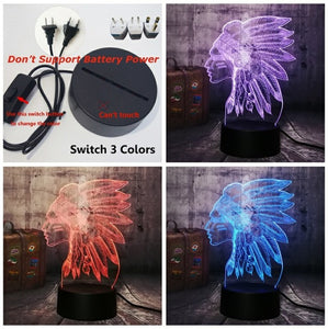 Human Native American Engonus People 3D LED Night Light USB Desk Lamp Home Decor Xmas Festival Gifts Birthday Present Kid Toys