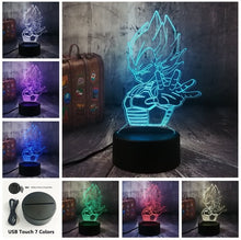 Load image into Gallery viewer, Dragon Ball Saiyan Vegeta Son Goku Kakarotto LED Night Light Table Party 3D Lamp Home Decor Kid Toy Christmas Gift Drop Shipping