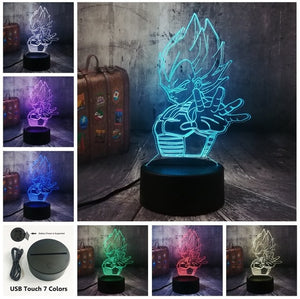 Dragon Ball Saiyan Vegeta Son Goku Kakarotto LED Night Light Table Party 3D Lamp Home Decor Kid Toy Christmas Gift Drop Shipping