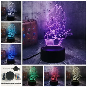 Dragon Ball Saiyan Vegeta Son Goku Kakarotto LED Night Light Table Party 3D Lamp Home Decor Kid Toy Christmas Gift Drop Shipping