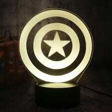 Load image into Gallery viewer, Marvel Legends The First Avengers Captain America&#39;s Shield 3D Optical Illusion Night Light LED Desk Lamp Best Birthday Gift Toys