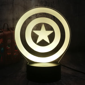 Marvel Legends The First Avengers Captain America's Shield 3D Optical Illusion Night Light LED Desk Lamp Best Birthday Gift Toys