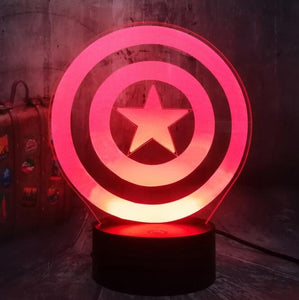 Marvel Legends The First Avengers Captain America's Shield 3D Optical Illusion Night Light LED Desk Lamp Best Birthday Gift Toys