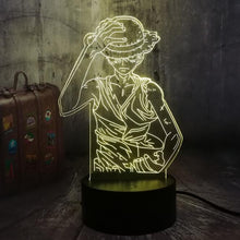 Load image into Gallery viewer, Japan Anime One Piece Monkey D. Luffy 3D LED Illusion Night Light 7 Colors Desk Lamp Bedroom Decor Child Birthday Gift Kids Toys