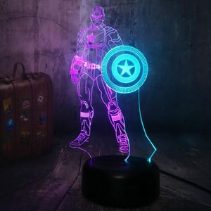 Marvel Comics The Avengers Captain America Night Light 3D Illusion Led 7 Color Change Touch Remote Child Desk Lamp Kid Toys Gift