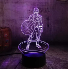 Load image into Gallery viewer, Marvel Comics The Avengers Captain America Night Light 3D Illusion Led 7 Color Change Touch Remote Child Desk Lamp Kid Toys Gift