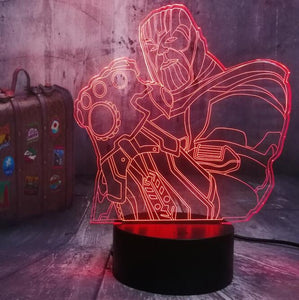 Avengers Marvel Comics Infinity Gauntlet VillainThanos 3D LED Night Light Mood Table Lamp Bedroom Decor Kids Toys Christmas Gift