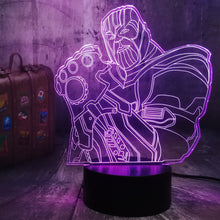 Load image into Gallery viewer, Marvel Comics Villain Thanos Avengers Marvel Legends 3D LED Night Light Table Lamp Home Bedroom Decor Kids Toys Christmas Gift