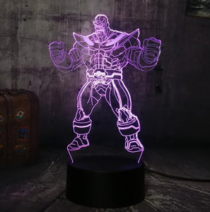 Marvel Comics Villain Thanos Avengers Marvel Legends 3D LED Night Light Table Lamp Home Bedroom Decor Kids Toys Christmas Gift